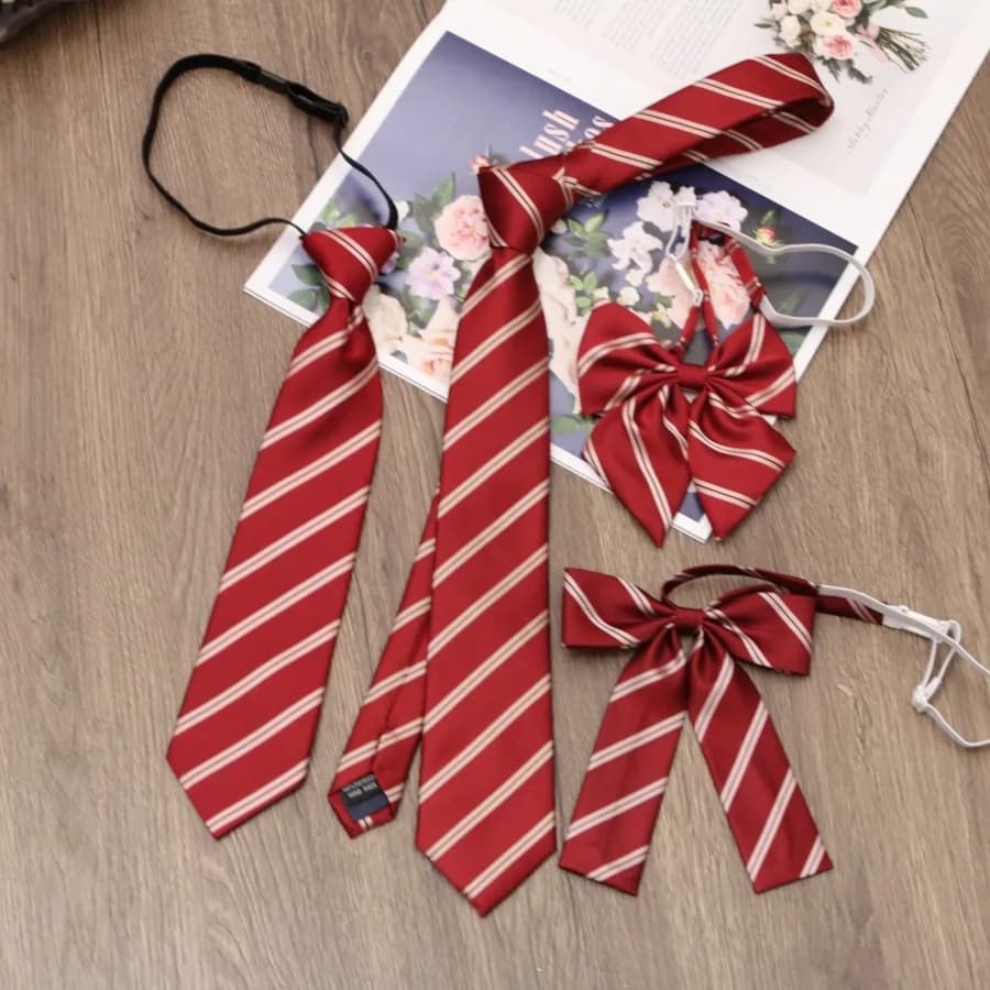 Stripes JK Ties College Student Shirt Suit Neckwear Neckties For Men Women Lazy-tie Bachelor's Uniform Short Neck Tie