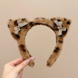 Cute Cat Ears Hairband Women Girl Cosplay Leopard Hair Hoop Winter Soft Wool Headband Party Hair Bands Face Wash Makeup Headwear