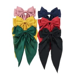 1/6pcs Long Ribbon Bow Hair Clips for Women Korean Style Solid Color Daily Wear Hairpin Fashion Girls Hair Clamp
