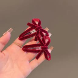 Korean velvet hollow bow BB clips fashionable and exquisite bangs hairclip red hair accessories atmosphere clip