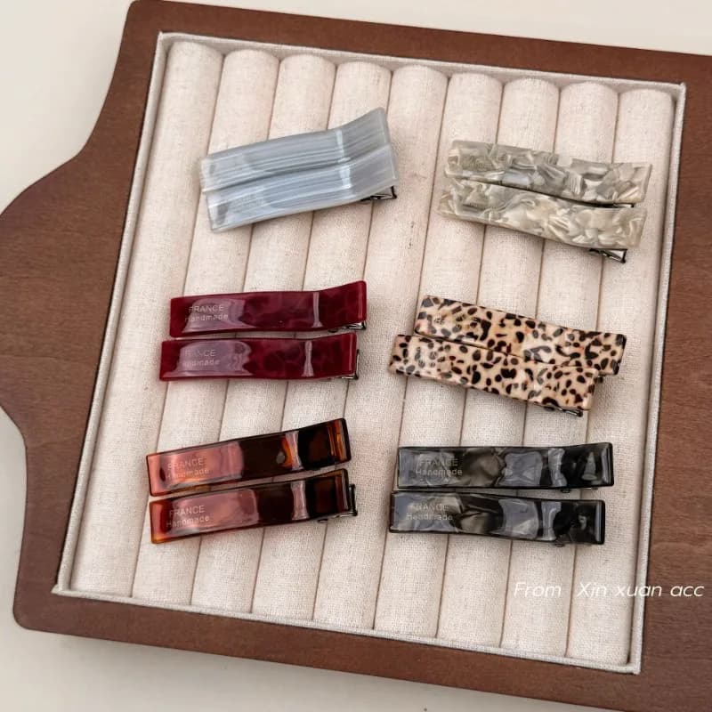 Korean simple acetic acid semi-tie one-word clips bangs hairpin women's forehead hairpins 2024 new niche duck bill clip