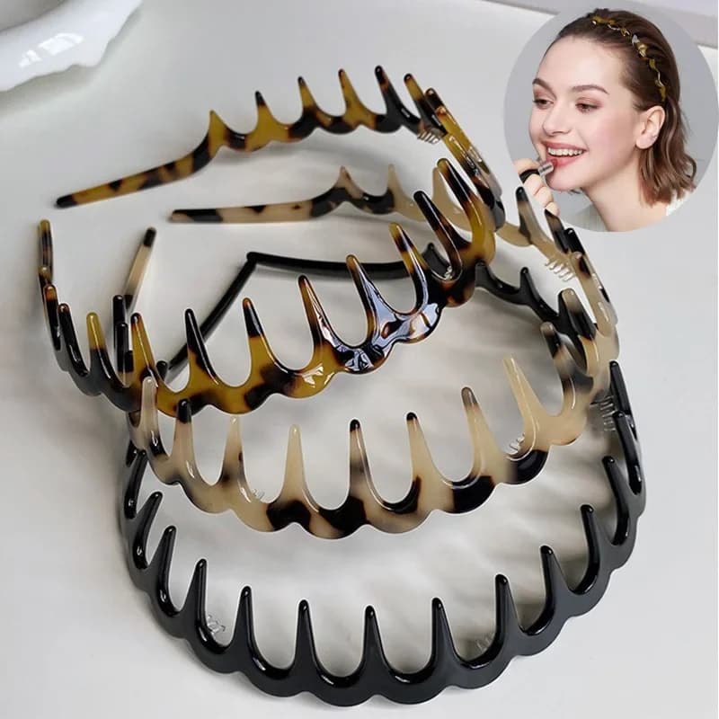 Fashion Wave Headbands for Women Solid Color Toothed Non-slip Hair Bands Girl Face Wash Sports Hairbands Hair Accessories