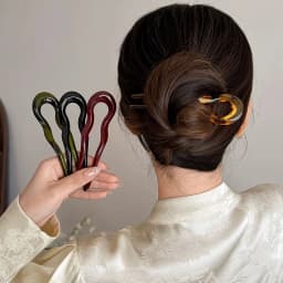 U-Shaped French Twist Hair Stick Hair Clip Plastic Wavy Hairpins Vintage Green Tortoise Women Hair Sticks Headwear Accessories