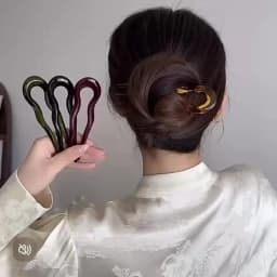 U-Shaped French Twist Hair Stick Hair Clip Plastic Wavy Hairpins Vintage Green Tortoise Women Hair Sticks Headwear Accessories