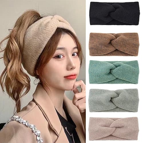 Hot Sale! Women Girls Solid Color Hair Bands Wool Knitted Headbands Cross Turban Bandage Ear Warmer Hairbands Hair Accessories