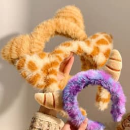 New Plush Washing Headband Tiger Pattern Leopard Spots Cat Ear Headband Cartoon Hairpin