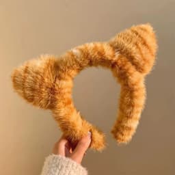 New Plush Washing Headband Tiger Pattern Leopard Spots Cat Ear Headband Cartoon Hairpin