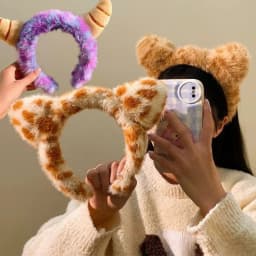 New Plush Washing Headband Tiger Pattern Leopard Spots Cat Ear Headband Cartoon Hairpin