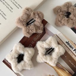 4pcs Plush Star Hairpins Autumn Winter Soft Cute BB Clips Side Bangs Sweet Girl Hollow Hairpin Trendy Accessory