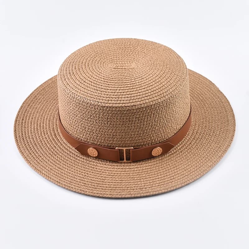 Summer Women Straw Hat Ladies Fashion Flat Top Travel Beach Sun Hat Chapeau Femme