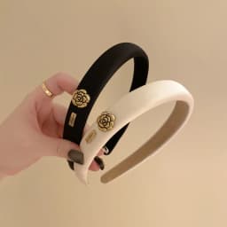 New Small Fragrant Wind Camellia Headband for Women Elegant Fashion Girl Retro Sponge Hair Band