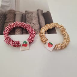 5PC Plaid Cherry Strawberry Elastic Hair Bands Set Women Girls Kids Hair Ties Rubberband Korean Hair Accessories Scrunchy Rope