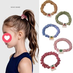 5PC Plaid Cherry Strawberry Elastic Hair Bands Set Women Girls Kids Hair Ties Rubberband Korean Hair Accessories Scrunchy Rope
