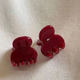 Temperament Seamless Hair Clip Set, 2Pcs Red Women's Side Banger Clip Mini Duckbill Clip Hair Claws