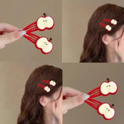 2pcs Cute Apple Hair Clip Star Duckbill Clip Sweet Girl Hair Pin Bangs Side Clip Woman Headwear Barrette Hair Accessories
