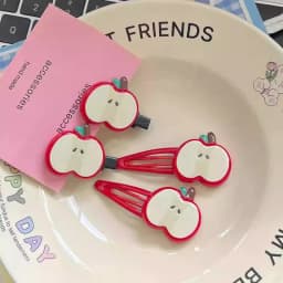 2pcs Cute Apple Hair Clip Star Duckbill Clip Sweet Girl Hair Pin Bangs Side Clip Woman Headwear Barrette Hair Accessories