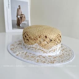 Fashion New Summer Japanese Lace Raffia Straw Hat For Women Casual Beach Hat Wide Brim Luxury Outdoor Wedding Hat