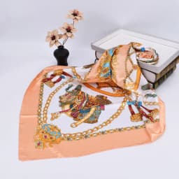 Luxury Silk Shawl Square Scarf Women Print Headband Foulard Satin Hijab Hair Bands Neckerchief Female Head Wraps Bandana 90cm