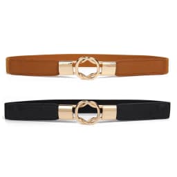 Womens Belt Stretch Elastic Skinny Waist Ladies Dress Waistband Metal Buckle UK