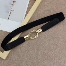 Womens Belt Stretch Elastic Skinny Waist Ladies Dress Waistband Metal Buckle UK