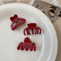 French Red Collection! small Grab clip feminine side bangs clip broken hairpin princess head clip hair Claw hair accessory