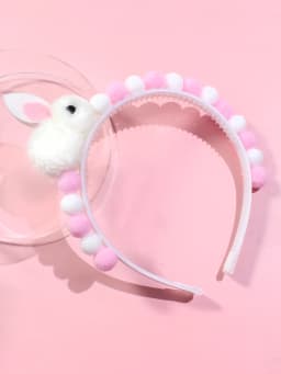 1pc Girls' Bunny Ear Fur Ball Headband Lovely Hair Accessory for Children Hair Bands for Girls Kids Headwear Headband