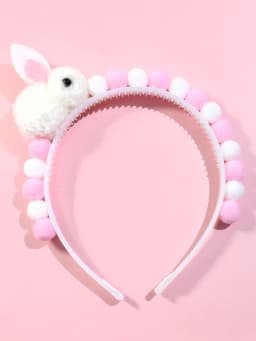 1pc Girls' Bunny Ear Fur Ball Headband Lovely Hair Accessory for Children Hair Bands for Girls Kids Headwear Headband