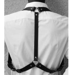 UYEE Cool Rock Men's Belt PU Leather Harness Strap Costume Sexy Shoulder Belt Body Chest Chain Metal Ring Y2k Accessories