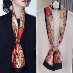 Luxury Design Skinny Silk Scarf Women Fashion Hair Ribbons Headbands Bandana Female Bag Wrist Wrap Neckerchief Foulard Neck Ties