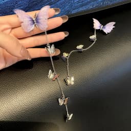 1pair Sweet Purple Butterfly Hairpins Korean Metal Tassel Hair Clips for Women Headwear Side Clip Cute Princess Hair Accessories
