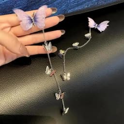 1pair Sweet Purple Butterfly Hairpins Korean Metal Tassel Hair Clips for Women Headwear Side Clip Cute Princess Hair Accessories