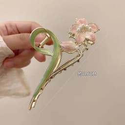 Fashion Flower Forest Gardenia Flower Claw Clips Grasping Women's Spring Summer New Style Metal Hair Clip Large Shark Clip