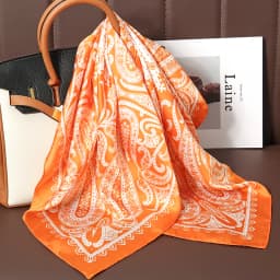 70*70cm Silk Square Scarf Women Soft Flower Print Hairband Foulard Neckerchief Hijab Tie Bag Ribbon Headband Fashion Bandana