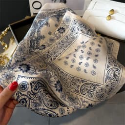 70*70cm Silk Square Scarf Women Soft Flower Print Hairband Foulard Neckerchief Hijab Tie Bag Ribbon Headband Fashion Bandana