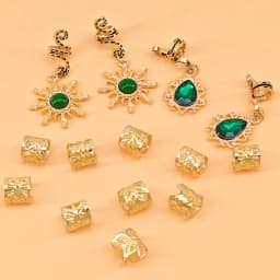 14PCS Sun Pattern Alloy Filigree Inlaid Rhinestone Teardrop Pendant Dreadlock Hair Braid Rings Hair Jewelry Accessories for girl