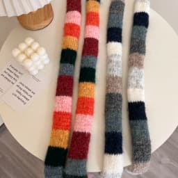 2025 Women's Thin Narrow Long Colorful Striped Scarf Autumn and Winter New Design Hot Girl All-Match Decorative Scarf