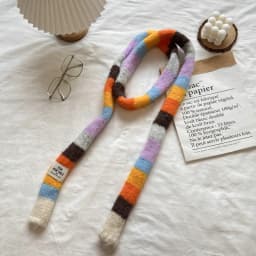 2025 Women's Thin Narrow Long Colorful Striped Scarf Autumn and Winter New Design Hot Girl All-Match Decorative Scarf