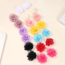 20Pcs Chiffon Flower Hair Clip Sweet Korean Style Floral Hairpin Cute Barrette For Women Girls Children's Headdress Accessories