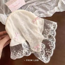 2025 Lace Headband Scarf for Women French Style Triangle Bandana with Integrated Headwrap Pastoral Chic Hair Accessory