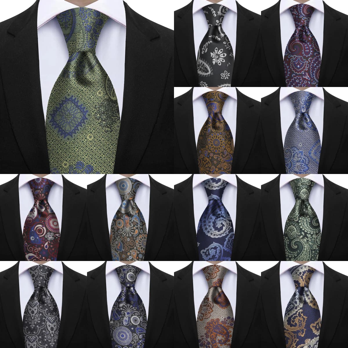 Luxury 7CM Floral Paisley Necktie Green Blue Ties For Man Groom Groomsman Jacquard Woven Ascot Formal Business Party Accessories