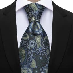 Luxury 7CM Floral Paisley Necktie Green Blue Ties For Man Groom Groomsman Jacquard Woven Ascot Formal Business Party Accessories