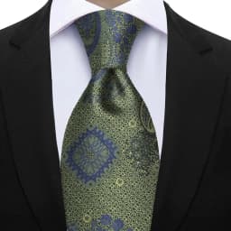 Luxury 7CM Floral Paisley Necktie Green Blue Ties For Man Groom Groomsman Jacquard Woven Ascot Formal Business Party Accessories