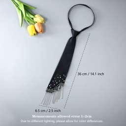 One Piece of Ladies' Tassel Cravat. It Is Studded with Beads and Has a Chain Design, Featuring a Bohemian, punk, and Industrial