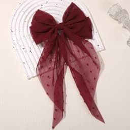 BABY BOWS 1Pcs Big Bowknot Yarn Hair Clip for Women Girls Elegant Polka Dot Hairgripes 6x11inch Ponytail Holder Headwear Clips