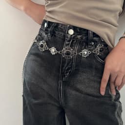 Women's Cosplay Waist Chain Belt Female Black Gems Stone Crystal Halloween Costume Gothic Accessories Punk Jeans Waistband