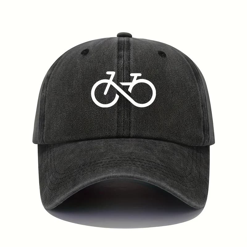 Bicycle printed baseball cap retro lightweight washable cap adjustable men's and women's sun protection hats