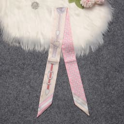 Women Summer Pink Polka Dot Scarf Bag Ribbon Decorative Handles Printed Long Streamer Fashion Accessory for Celebrations