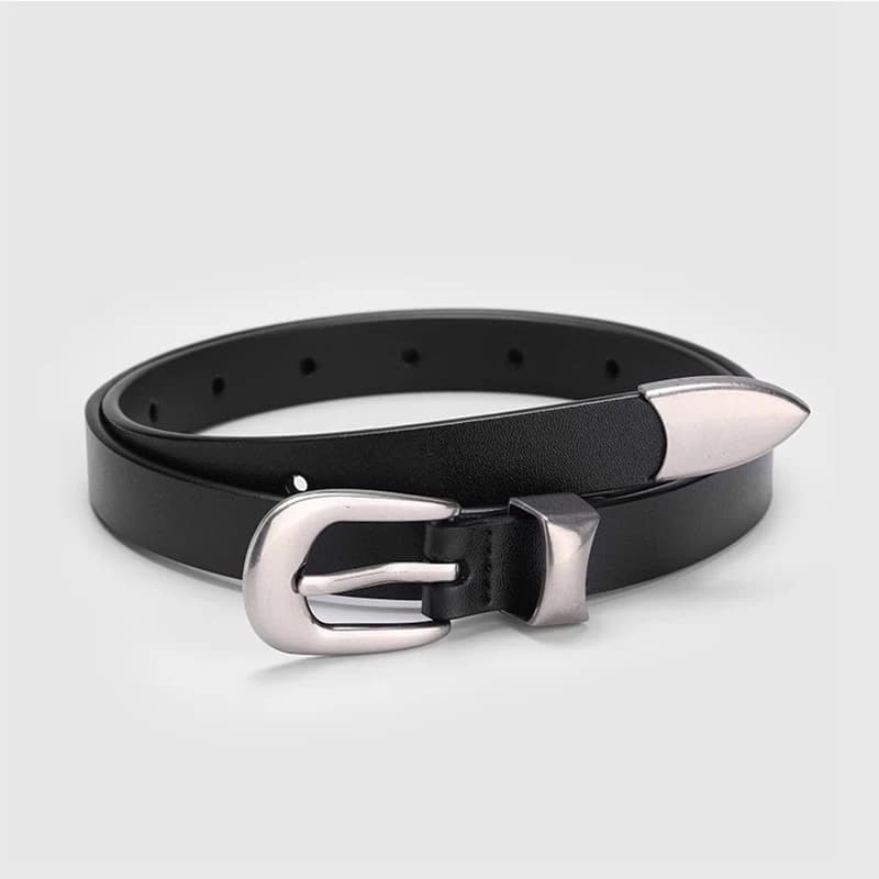 1.8cm Width Leather Belt for Women Zinc Alloy Silver Buckle Split Leather Casual Belt Genuine Leather Thin Belt Female Vintage