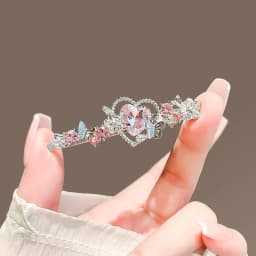 Korean Version Purple Crystal Love Hair Clip One-word Duckbill Clip Alloy Side Clip Sweet Hairpin Women's Hair Accessories