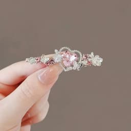 Korean Version Purple Crystal Love Hair Clip One-word Duckbill Clip Alloy Side Clip Sweet Hairpin Women's Hair Accessories